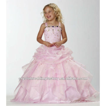 Vestido de vestido de bola com pingente de pérolas com rosas e rosas feito sob medida para meninas CWFaf4881